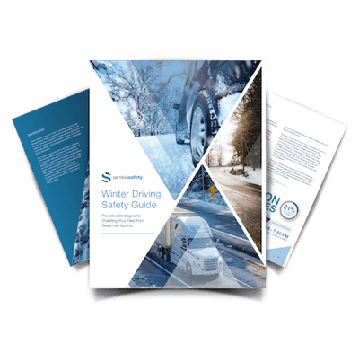 Graphic for SambaSafety's guide covering winter driving safety tips